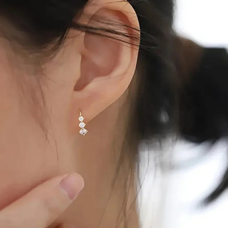 Minimalist Style Stud Earrings Bling Bling Cubic Zirconia Accessories for Women Simple Fashion Graceful Wedding Jewelry - EUFASHIONBAGS