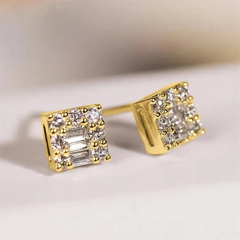 Dainty Exquisite Stud Earrings Female Delicate Shiny Cubic Zirconia Jewelry Versatile Graceful Accessories for Daily Life