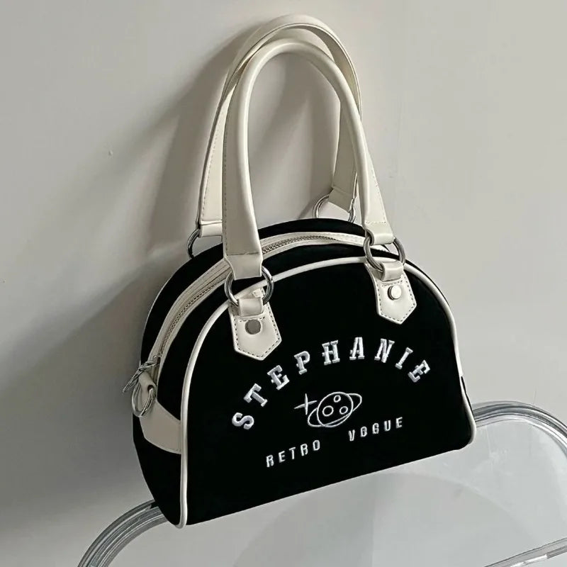 Retro Women Baseball Handbags Fashion Embroidery Small Capacity Boston Crossbody Shoulder Bags Luxury Sac A Main Femme - EUFASHIONBAGS