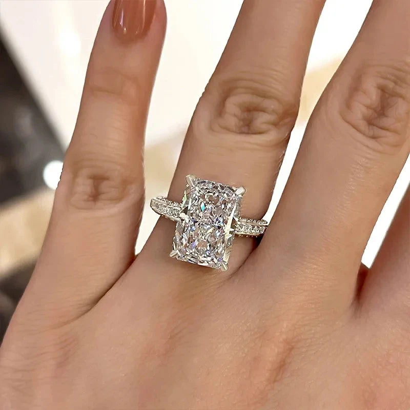 Rectangle Cut CZ Rings for Women Luxury Engagement Wedding Bridal Accessories Temperament Lady Jewelry