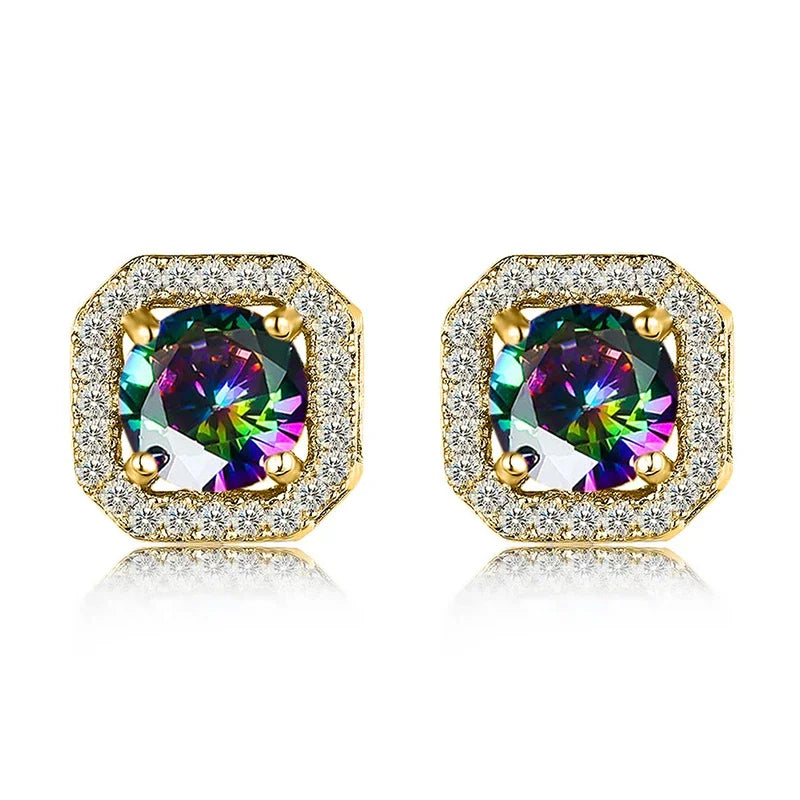 Dazzling Stud Earrings Simple Stylish Ear Piercing Accessories with Shiny Cubic Zirconia Exquisite Women Wedding Jewelry - EUFASHIONBAGS