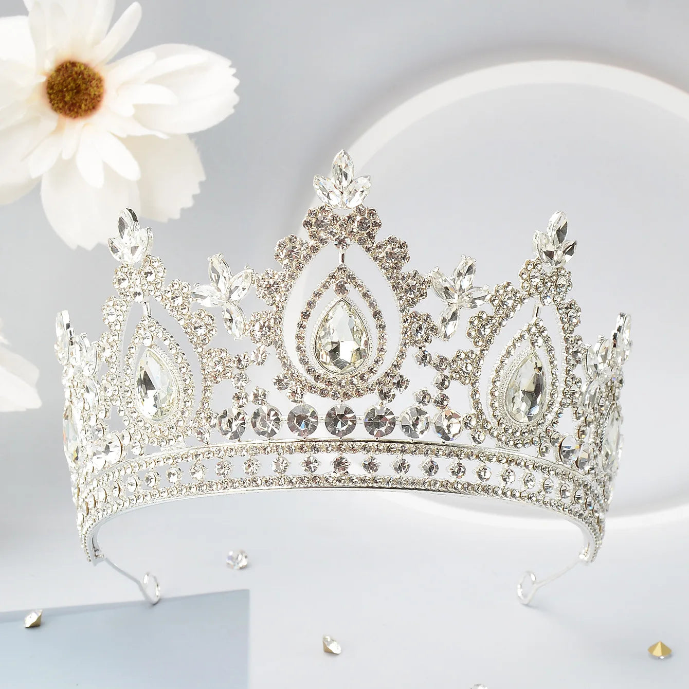 Luxury High Quality Royal Queen Purple Crystal Wedding Crown for Women Rhinestone Banquet Tiara Costume Hair Jewelry Accessories - EUFASHIONBAGS