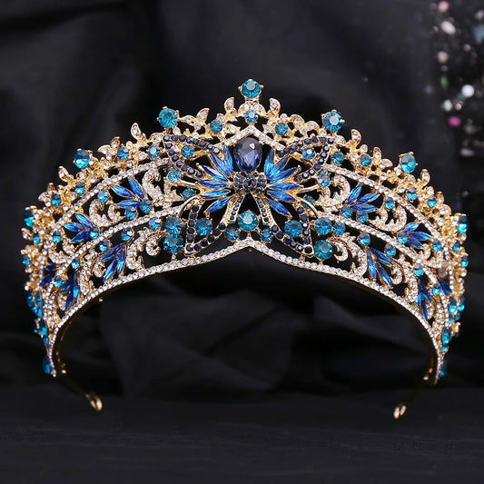 Baroque Rinestone Butterfly Tiaras For Women Wedding Party Luxury Elegant Blue Red Crystal Crown Pageant Diadem Hair Accessories - EUFASHIONBAGS