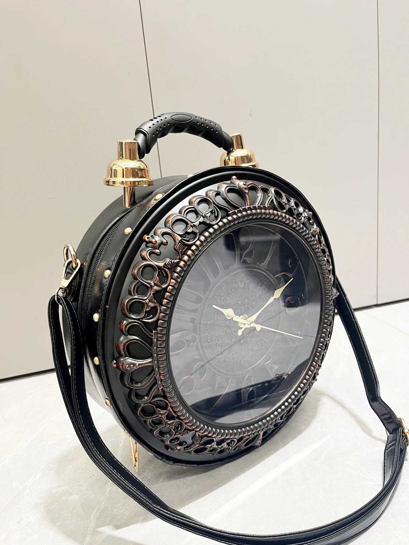 Luxury Designer Purses and Handbags Shoulder Bags funny clock-shaped bag funny Women's round bag pu leather Woman's bag - EUFASHIONBAGS