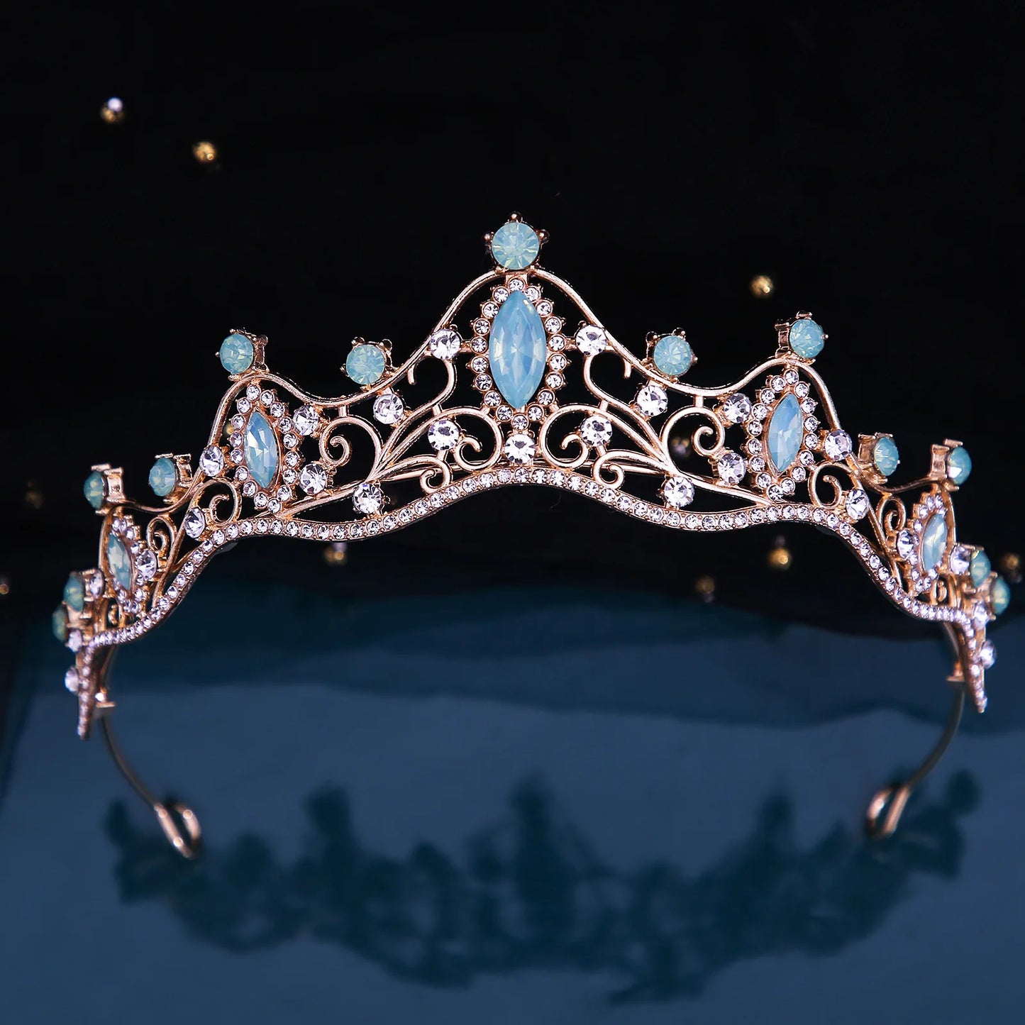 Many Styles Baroque Pink Blue Green White Opal Crystal Bridal Tiaras Crown Gold Color Rhinestone Pageant Diadem Hair Accessories - EUFASHIONBAGS