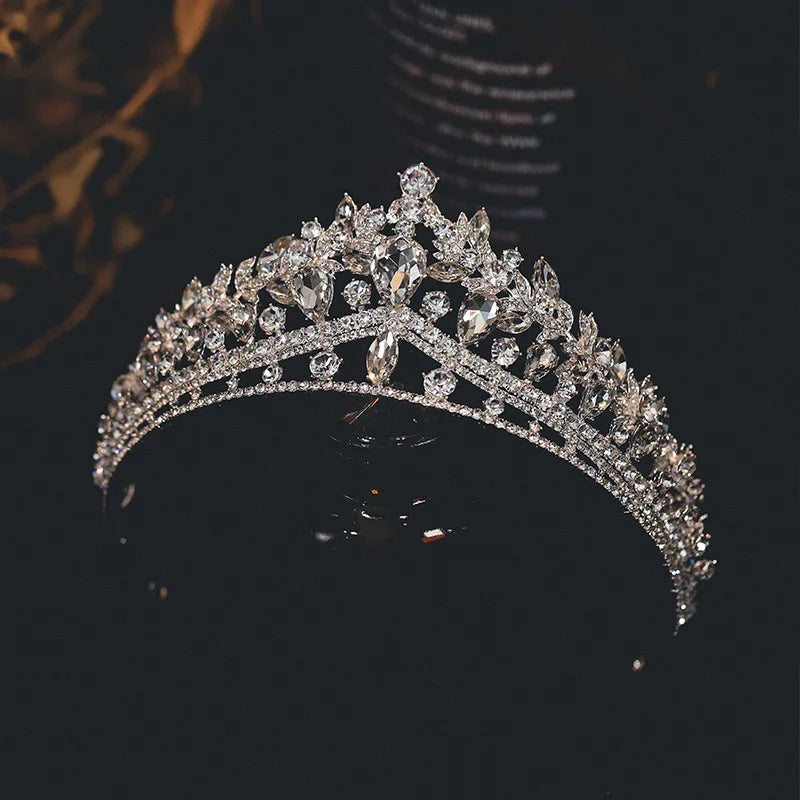 Trendy Silver Color Rhinestone Crystal Queen Crowns Wedding Tiaras Women Beauty Pageant Diadem Bridal Hair Accessories Jewelry - EUFASHIONBAGS