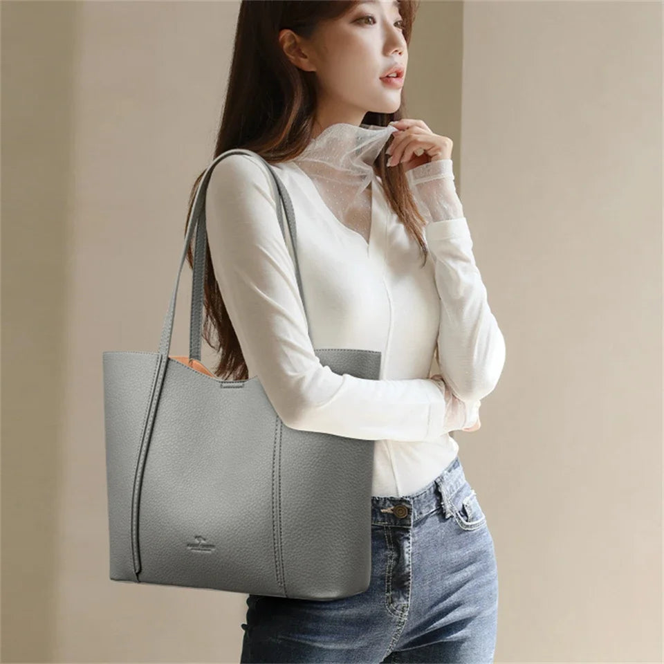 Women Shoulder Bags Luxury Designer High Quality Leather Shoulder Messenger Commuting Tote Bag Large Handbag Purses for Female - EUFASHIONBAGS