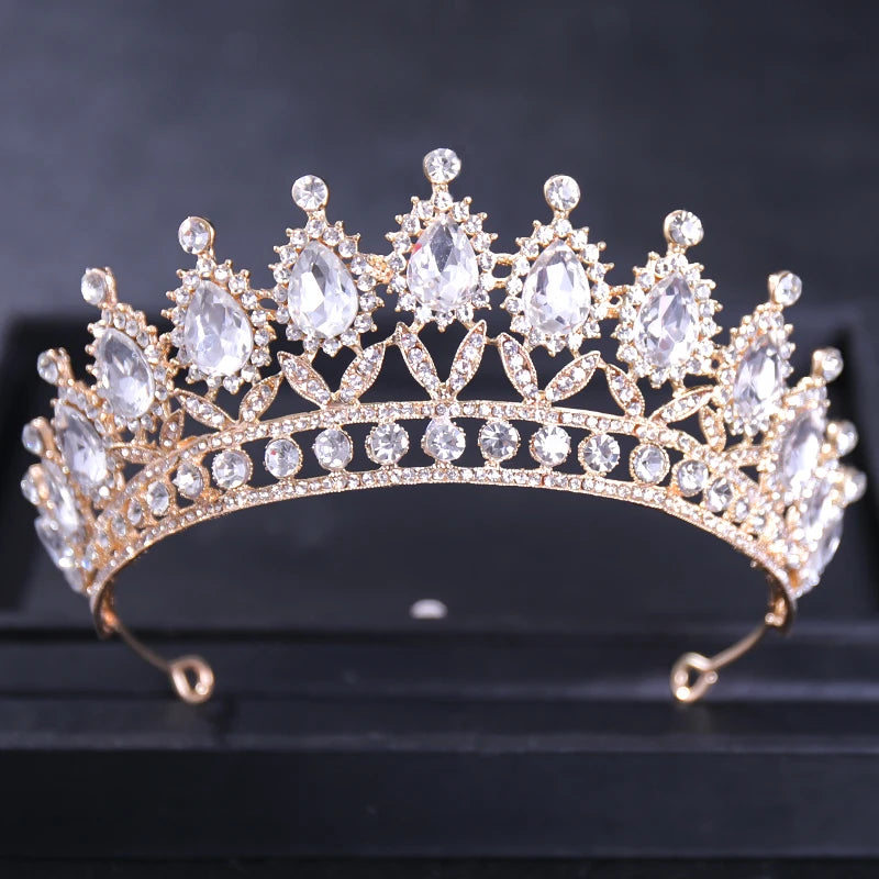 Gold Color Luxury Crystal Wedding Tiaras And Crowns Party Rhinestone Prom Bridal Diadem Crown Tiara For Women Bride Hair Jewelry - EUFASHIONBAGS