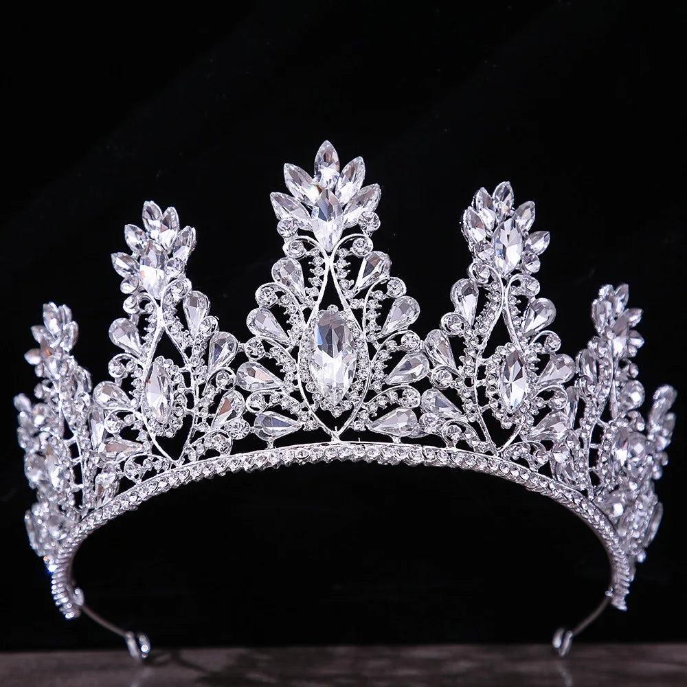 Diverse Silver Color Crystal Pearls Bridal Tiaras Crown Rhinestone Pageant Diadema Collares CZ Headband Wedding Hair Accessories - EUFASHIONBAGS