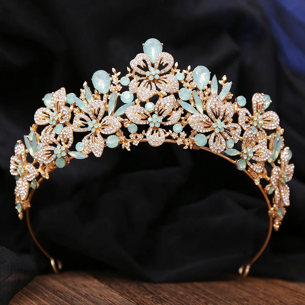 New Exquisite Butterfly Floral AB Color Crystal Crown Rhinestone Princess Pageant Diadem Wedding Hair Accessories Tiaras Jewelry - EUFASHIONBAGS