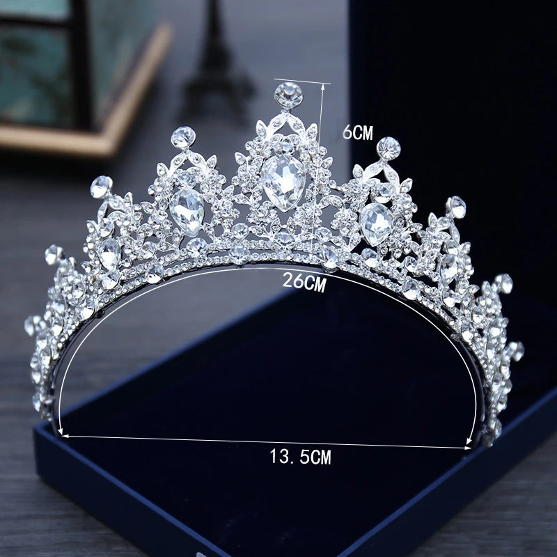 Wedding Hair Tiara Crystal Bridal Tiara Crown Silver Color Rhinestone Diadem Veil Tiaras Hair Accessories Headpiece Head Jewelry - EUFASHIONBAGS