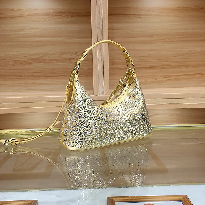 Women Evening Bag 2025 New Shiny Rhinestone Women's Shoulder Bag Fashion Luxury Dinner Party Handbag Female Crossbody Bags