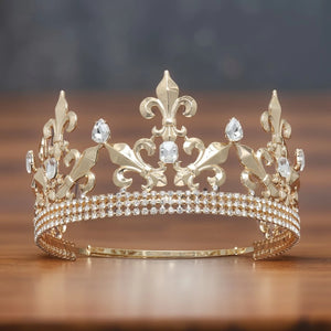 Luxury Baroque King Crown For Women Men Pageant Crystal Tiara Diadem Royal Headpiece Hair Ornaments Hair Jewelry Accessories