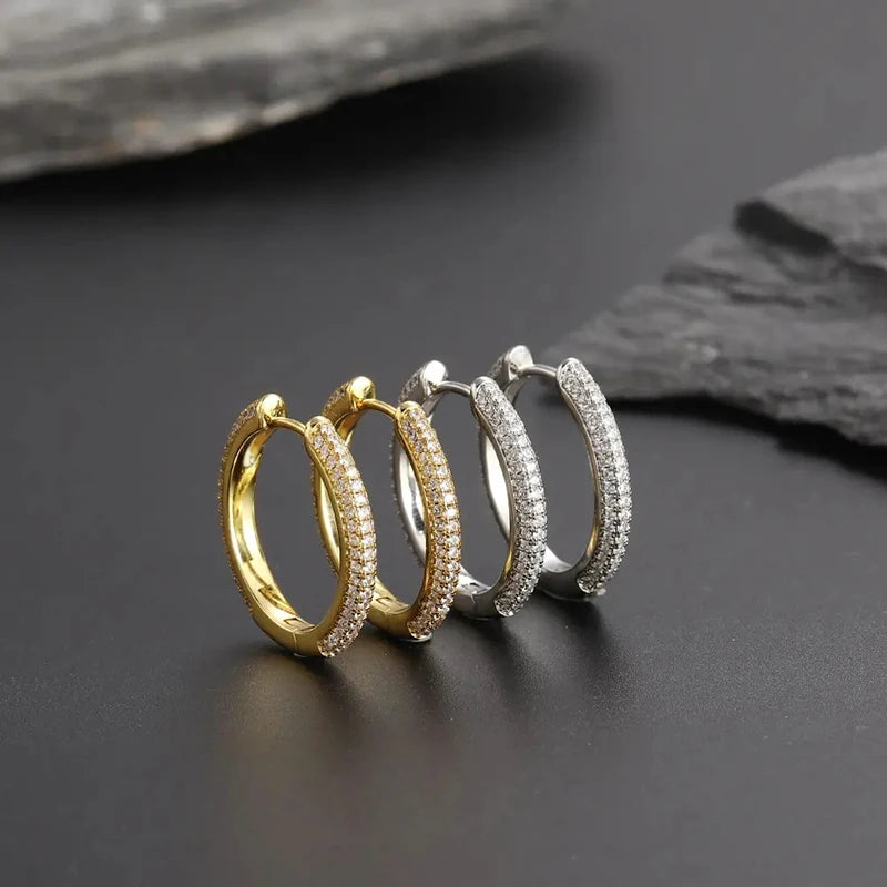 Sparkling Luxury Circle Hoop Earrings Lady Delicate Fully Inlaid Zirconia Accessories Silver Color/Gold Color Jewelry - EUFASHIONBAGS