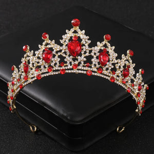 Baroque Red Crystal Tiaras And Crowns Prom Rhinestone Bridal Diadem Crown Taira For Women Wedding Hair Accessories Jewelry Crown