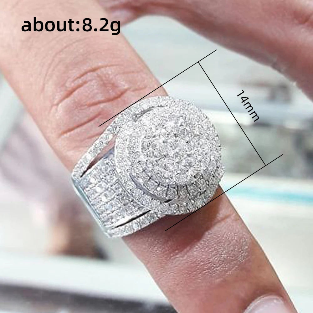 Wedding Trend Women Rings Full Bling Iced Out AAA White Cubic Zircon Rings Luxury Fashion Engagement Jewelry Anillos