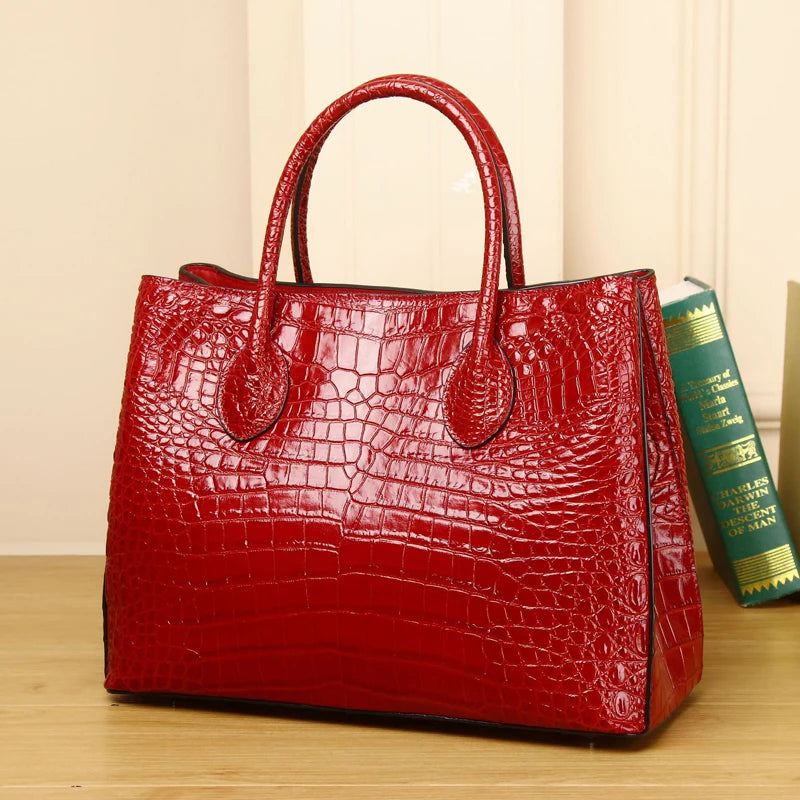 Women Genuine Leather Bag Cowhide Leather Crocodile Pattern Women's handbags Luxury Designer bags