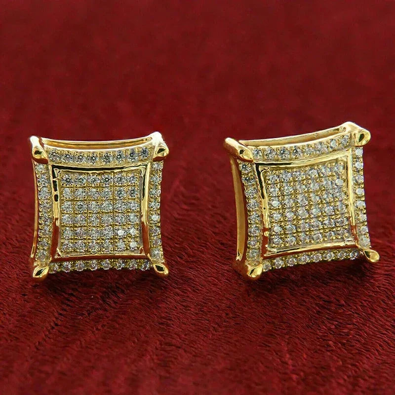 Women Geometric Stud Earrings Gold Color Temperament Lady's Earrings Simple Versatile Cubic Zirconia Jewelry - EUFASHIONBAGS