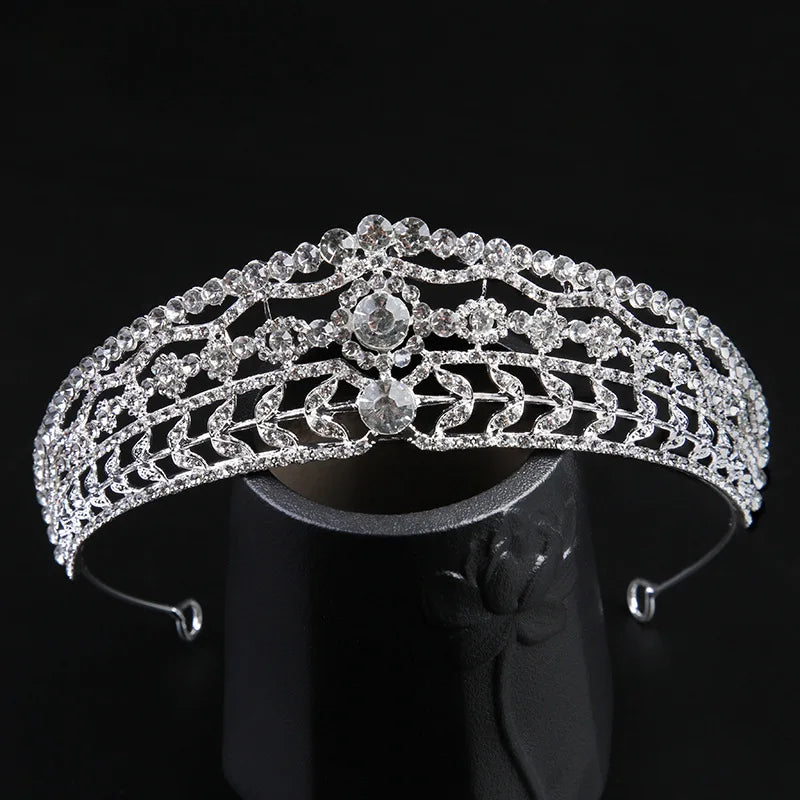 Luxury Diverse Silver Color Crystal Wedding Crown Bridal Headpiece Woman Baroque Rhinestone Tiaras Bride Diadem Hair Accessories - EUFASHIONBAGS