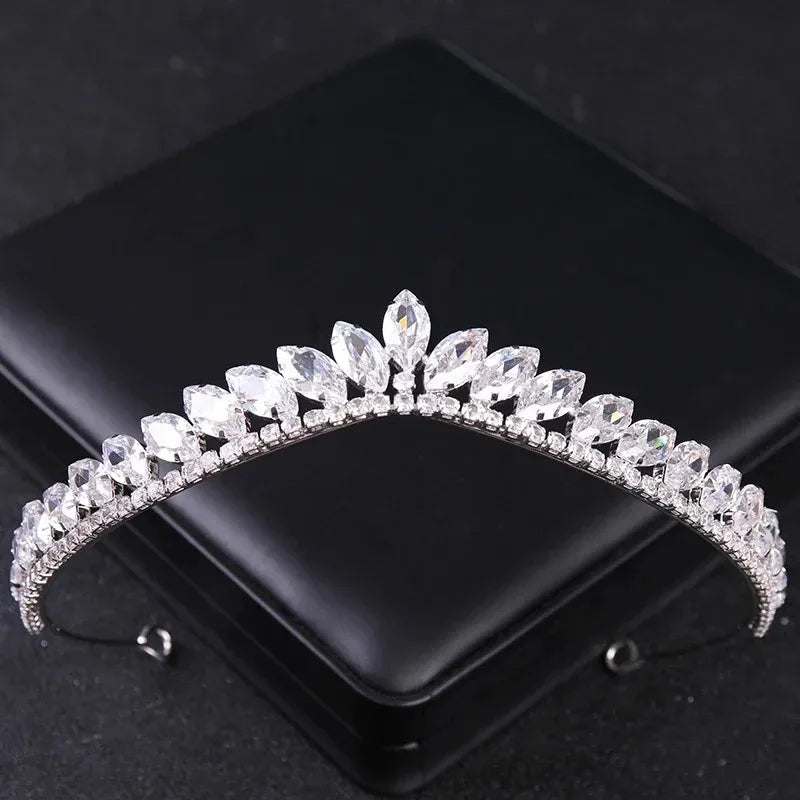 Luxury Silver Color Crystal Pearls Bridal Tiaras Crown Baroque Rhinestone Pageant Diadem Bride Headband Wedding Hair Accessories - EUFASHIONBAGS