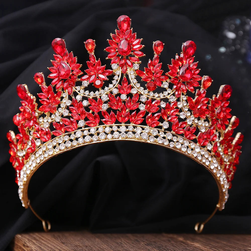 Luxury Big Forest AB Color Crystal Flower Bridal Tiaras Crown Floral Headband Rhinestone Pageant Diadem Wedding Hair Accessories - EUFASHIONBAGS