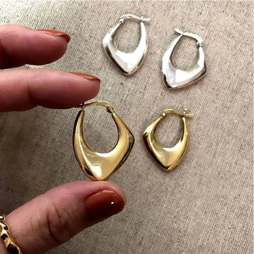 Geometric Metal Hoop Earrings for Women Gold Color/Silver Color Fashion Lady's Ear Earrings Daily Wear Versatile Jewelry