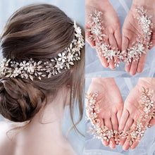 Cargar imagen en el visor de la galería, Crystal Flower Leaf Wedding Bridal Headbands Tiaras For Women Bride Rhinestone Bridal Wedding Hair Accessories Jewelry Band Gift