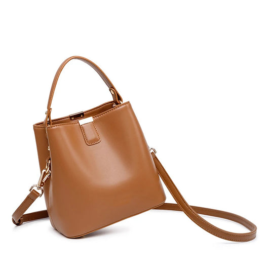 Genuine Leather Women Bucket Bag Large Capacity Fashion Women's Shoulder Bag Cow Leather Crossbody Bags