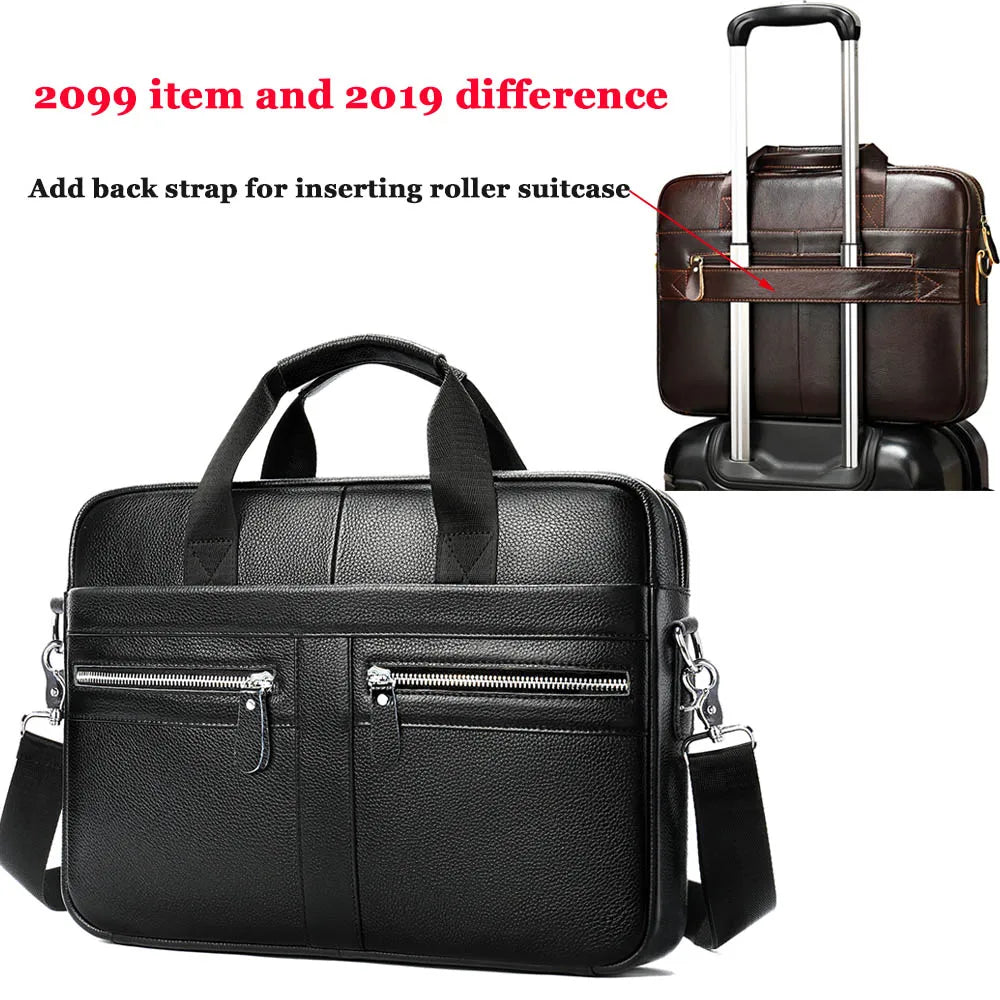 Men's Briefcases Men's Bags Genuine Leather Lawyer/Office Bag Laptop Bag Men's Leather Briefcases Bag for Documents - EUFASHIONBAGS