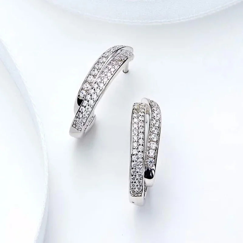 Chic Women's Earrings C Shaped Cubic Zirconia Earrings Daily Wear Statement Female Accessories Modern Fashion Jewelry - EUFASHIONBAGS