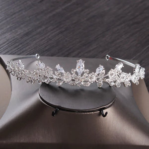 Luxury Cubic Zircon Leaves Bridal Jewelry Set Wedding Jewelry Set Rhinestone Diadem Tiaras Crown Choker Necklace Earrings Bijoux