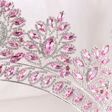 Cargar imagen en el visor de la galería, Baroque Pink Crystal Royal Queen Wedding Crown Rhinestone Bridal Diadem Pageant Headdress Bride Tiaras Hair Jewelry Accessories