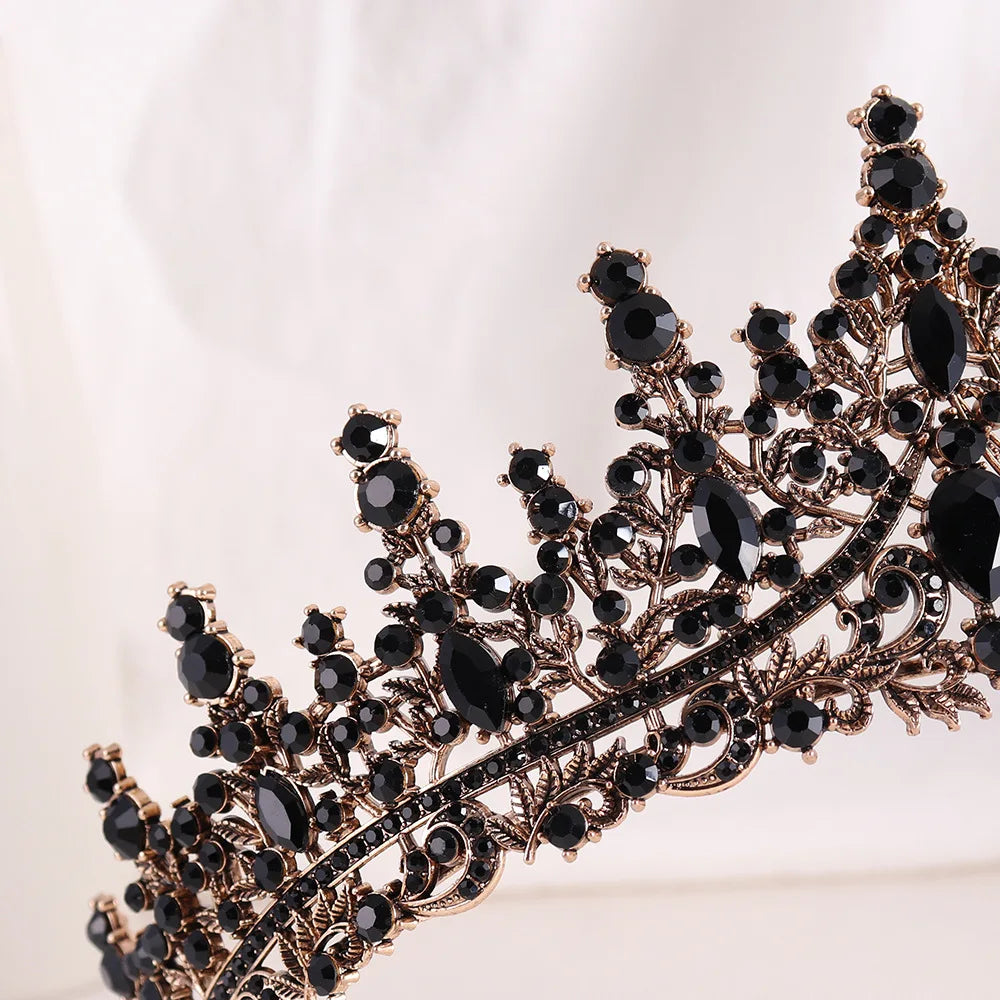 Baroque Luxury Black Crystal Bridal Tiaras Queen Crown For Women Girl Headpiece Wedding Diadem Princess Party Hair Dress Jewelry - EUFASHIONBAGS