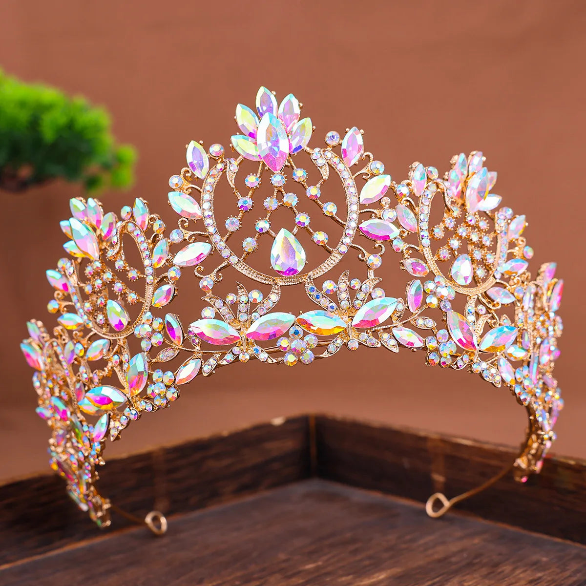 Luxury High Quality Royal Queen Pink Crystal Wedding Crown Women Rhinestone Banquet Tiara Party Costume Hair Jewelry Accessories - EUFASHIONBAGS