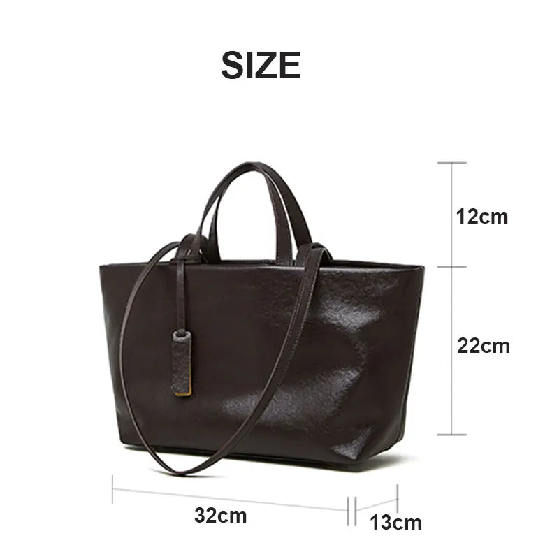 Genuine Leather Woman Tote Bags Vintage Luxury Designer Women's Shoulder Bag Fashion Soft Cowhide Large Capacity Handbags