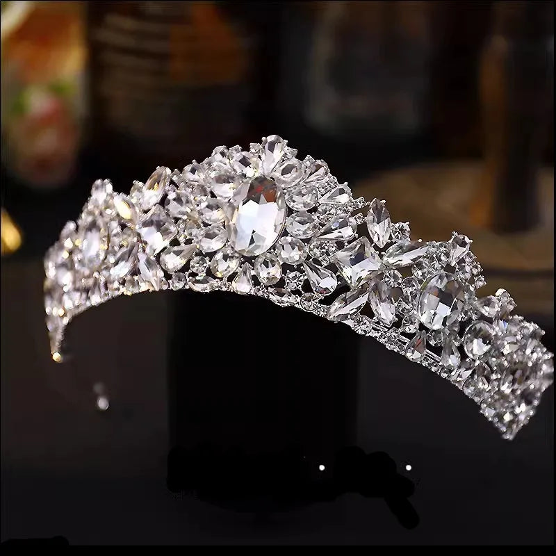 Luxury Diverse Silver Color Crystal Wedding Crown Bridal Headpiece Woman Baroque Rhinestone Tiaras Bride Diadem Hair Accessories - EUFASHIONBAGS