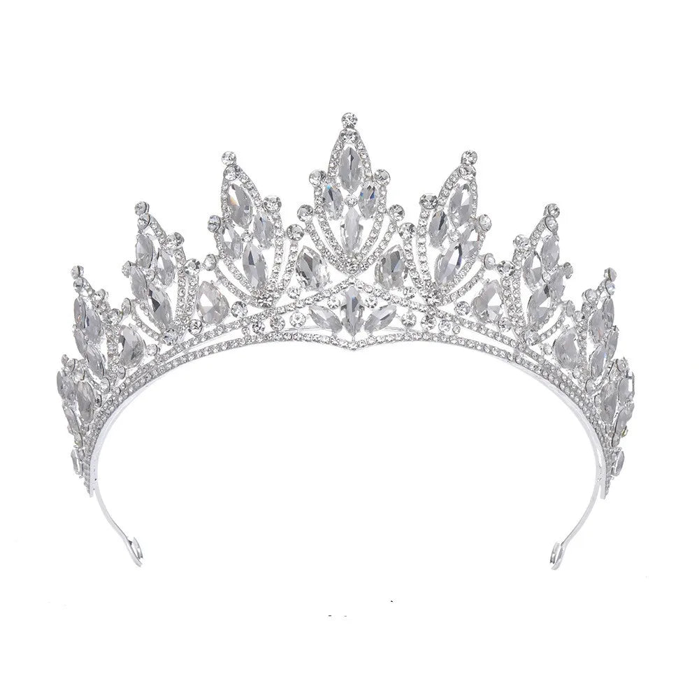 Baroque Luxury Sparkling Crystal Bridal Tiaras Cubic Zircon Crown Rhinestone Pageant Diadem Headpieces Wedding Hair Accessories - EUFASHIONBAGS