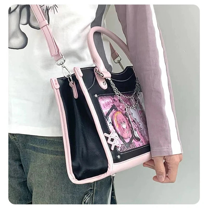 Lolita Women Ita Bags Fashion 2024 Patchwork E Girl Crossbody Shoulder Cool Bags Individuality Subculture DIY Bolso Mujer - EUFASHIONBAGS