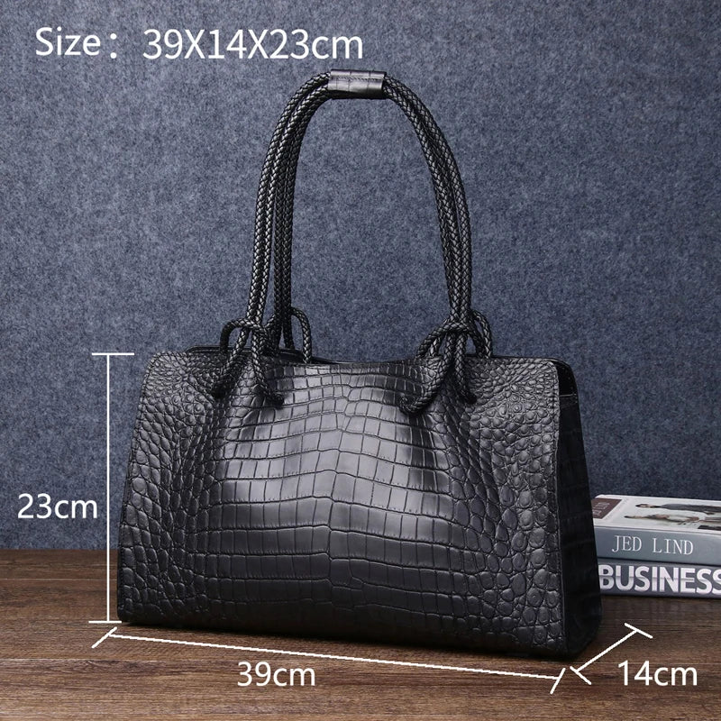 Genuine leather women's bag Real cowhide leather Crocodile Pattern luxury designer handbag luxury brand high quality women bags - EUFASHIONBAGS