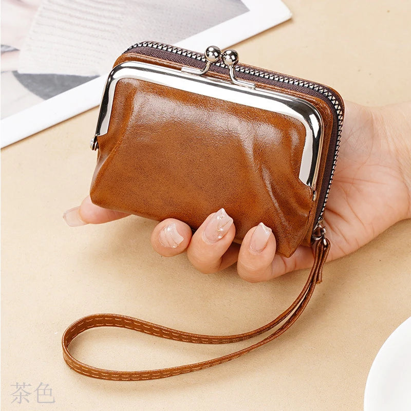 Vintage Women's Wallets Portable Mini Card Holders Coin Small Change Storage Bag Women Zipper Money Clip Girls Handbag