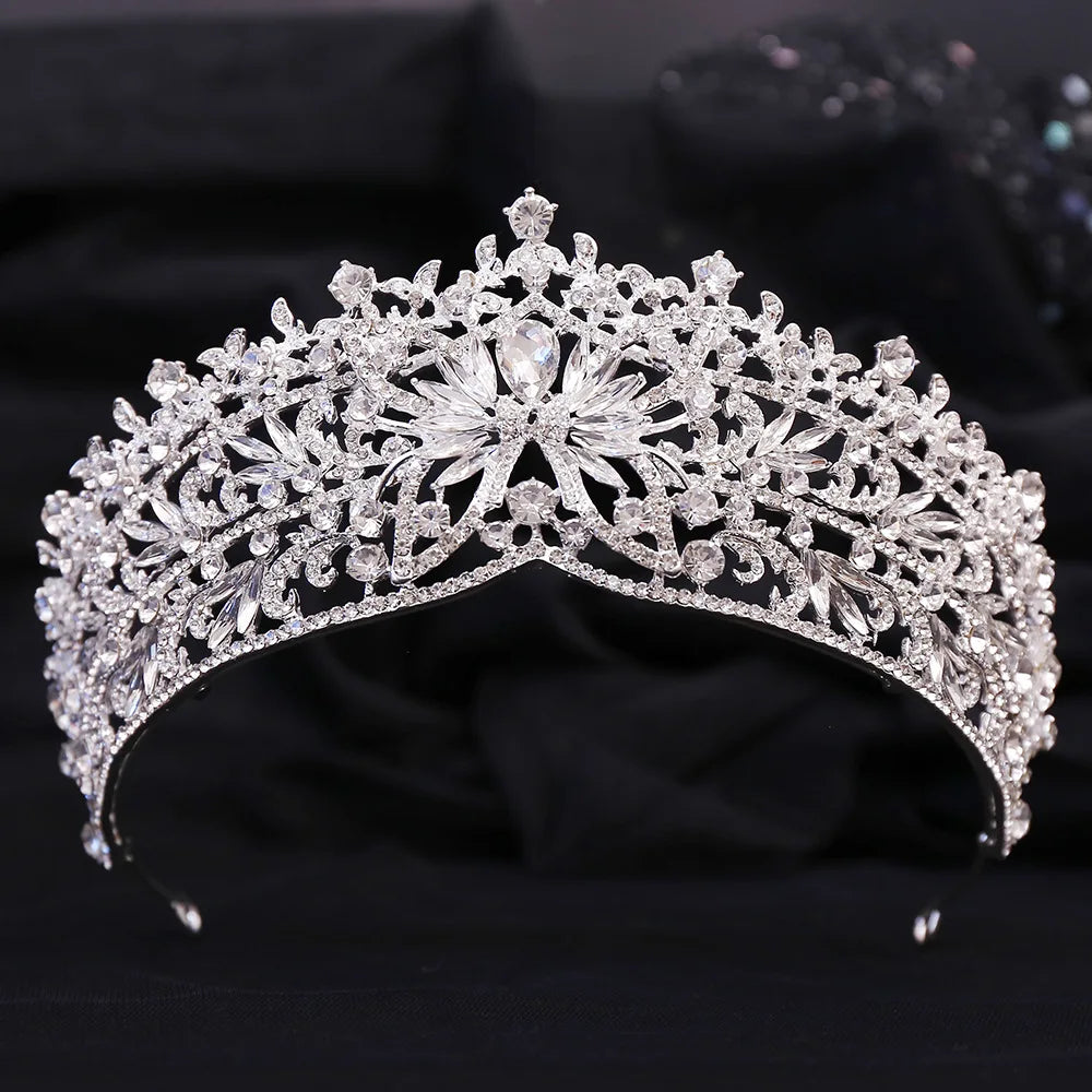 Baroque Rinestone Butterfly Tiaras For Women Wedding Party Luxury Elegant Blue Red Crystal Crown Pageant Diadem Hair Accessories - EUFASHIONBAGS