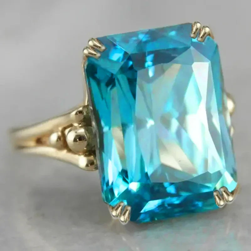 Opulent Blue Cubic Zirconia Rings Attractive Fashion Accessories for Women Versatile Delicate Wedding Engagement Jewelry