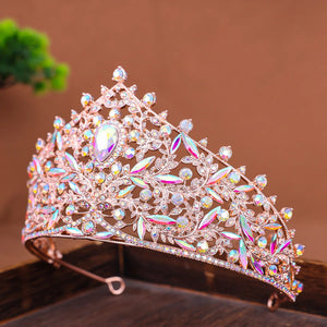 New Baroque Rhinestone AB Color Crystal High Tiaras Crown Wedding Hair Jewelry Pageant Tiaras Queen Diadem Prom Head Accessories