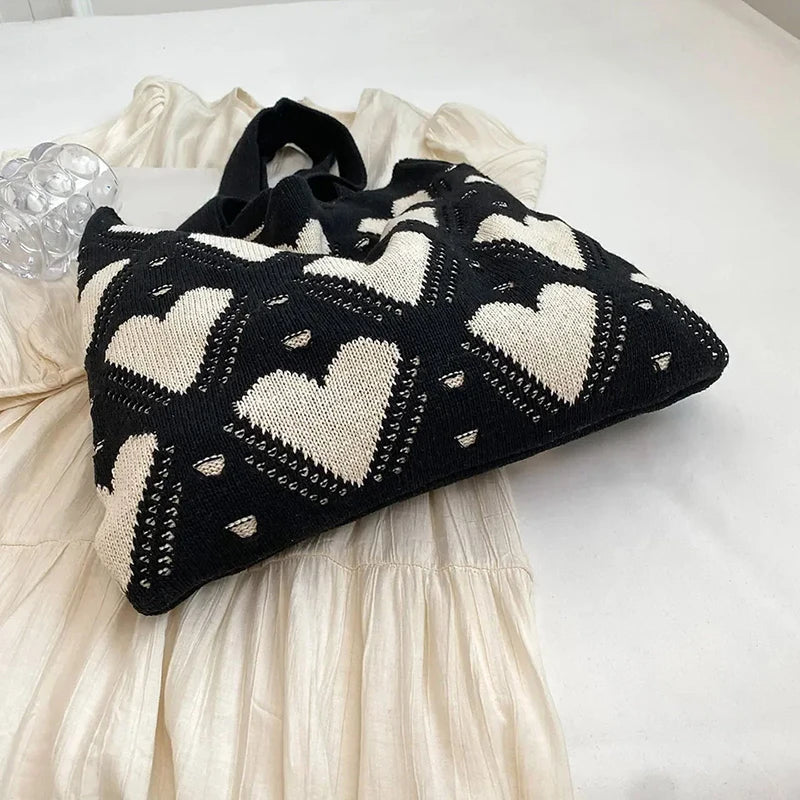 Knit Women's Bag Knitted Eco Bag Shopping Crochet Rope Shoulder Bag Female Knitting Handbag Hook Tote Bag - EUFASHIONBAGS