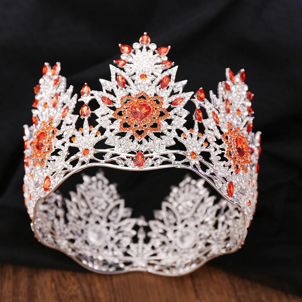 Luxury Big Miss Universe Round Wedding Crowns Crystal Bridal Headwear Brithday Party Rhinestone Tiaras Diadem Bridal Headpieces - EUFASHIONBAGS