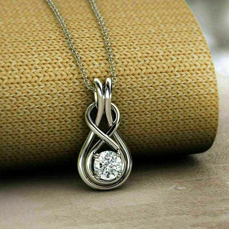 Novel Pendant Necklace for Women Silver Color Chain Necklace with Round Cubic Zirconia Daily Wear Party Statement Jewelry - EUFASHIONBAGS