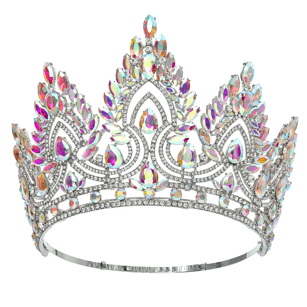 Luxury Big Miss Universe Round Crowns Forest Crystal Rhinestone Wedding Tiaras Bridal Hair Accessories Diadem Wedding Headpiece - EUFASHIONBAGS