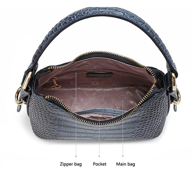 Top-Quality Handbags Real cowhide leather bag Crocodile Pattern Leather Women's Tote Bag Genuine Leather bag Women's handbags - EUFASHIONBAGS