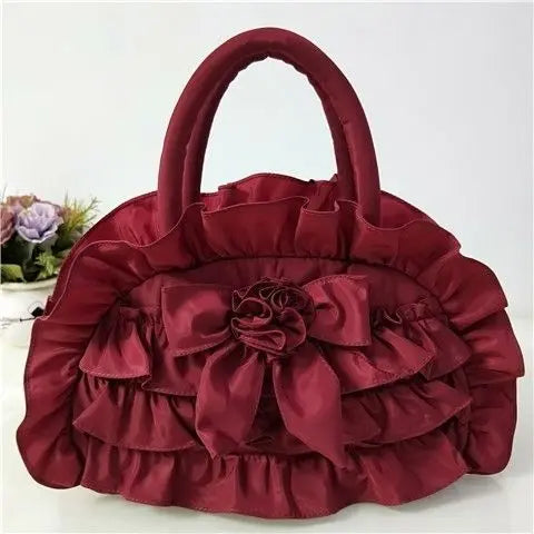 Gothic Purple Y2k Hand Bag Women New Dark Lolita Soft Chic Handle Purse Female Vintage Flower Cute Mini Bag Bolso Mujer