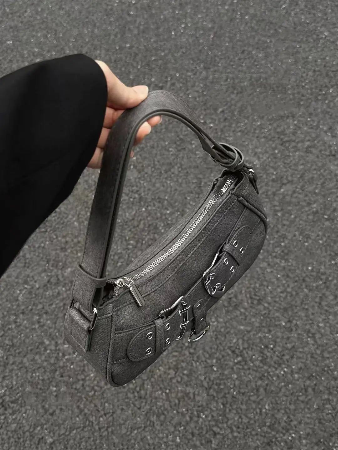 Sweet Cool Denim Grey Shoulder Bag Women Y2k Grunge Hot Girls Casual Handbag Vintage Versatile Bag